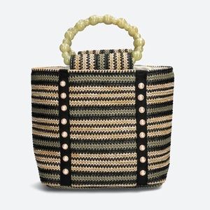 BTB Los Angeles Austin Bag Black Straw Raffia Mini Bag